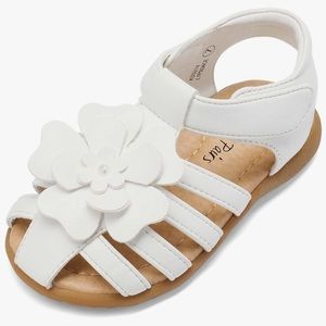 ✅ 5 for $25 - Floral Strappy Sandals White, Little Kid Size 1